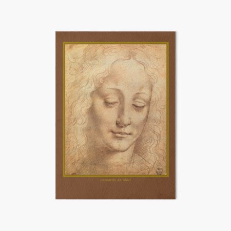 Vintage Antique Picture Art Head of a Girl Leonardo da Vinci Framed Print 