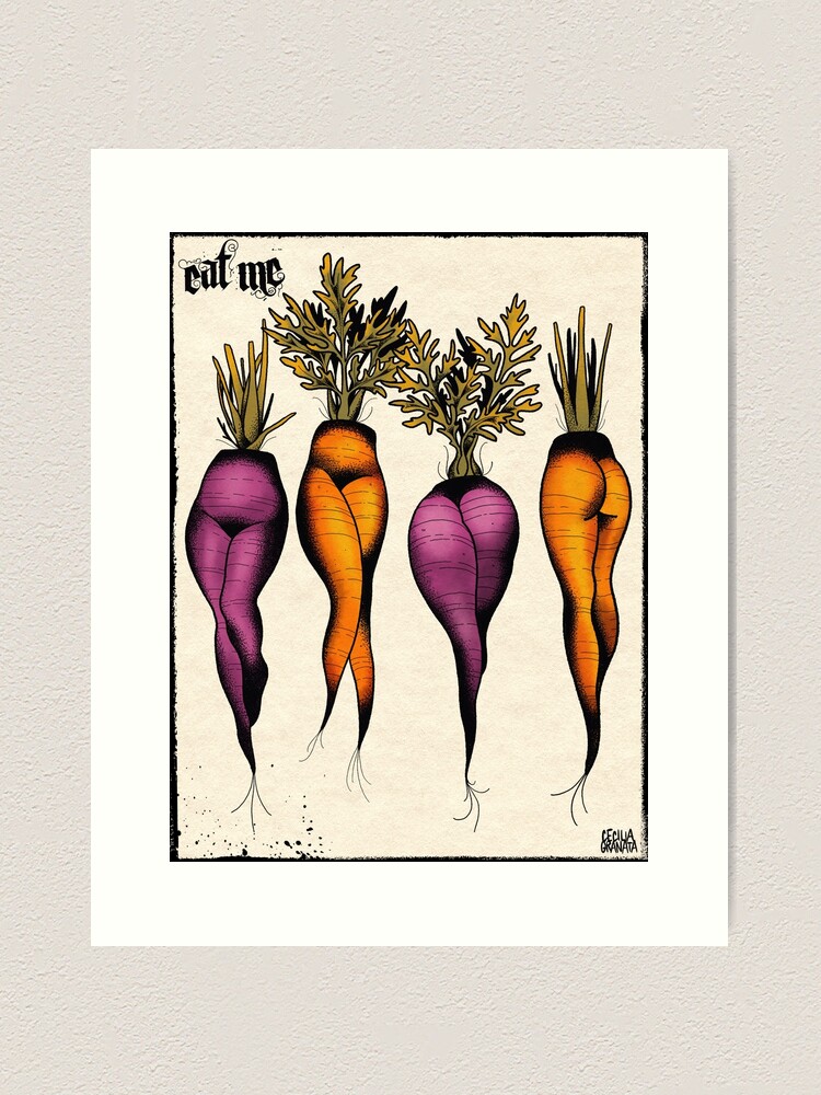 Alternate view of Sexy carrots botanical chart tattoo flash Art Print