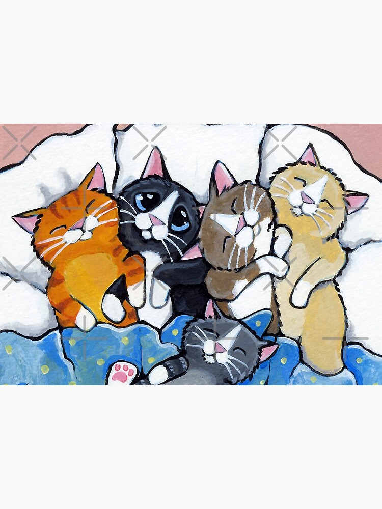 The Sleepover Club - Sleeping Kittens in Bed by LisaMarieArt