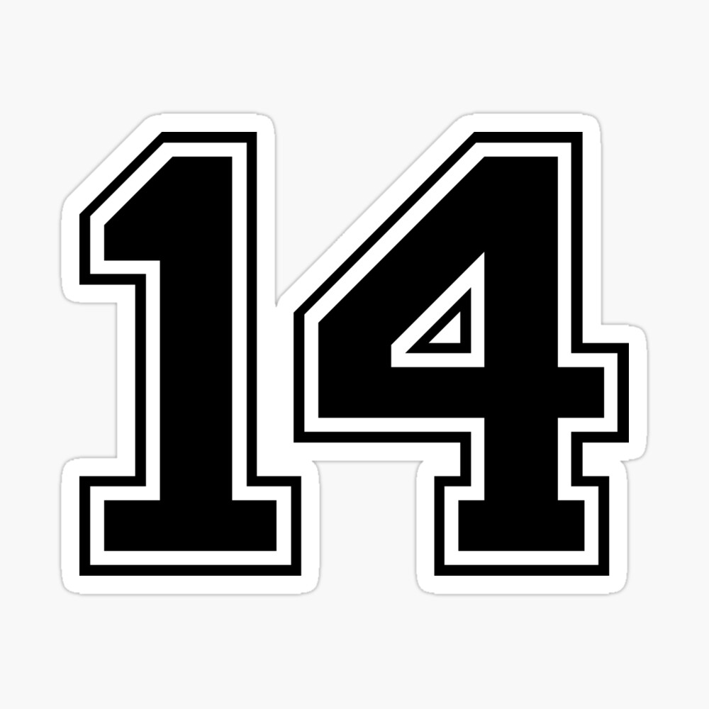 American football ball number 14, fourteen Sticker for Sale by  TheCultStuff