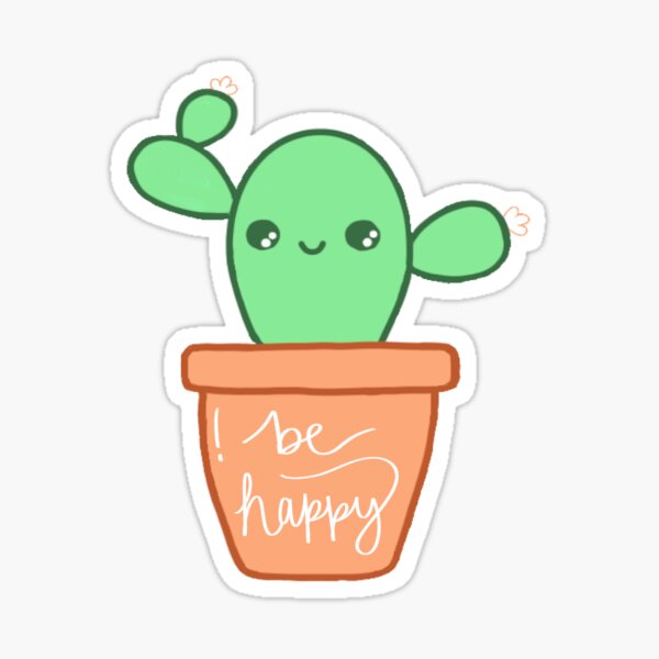 Be Happy Cactus Sticker