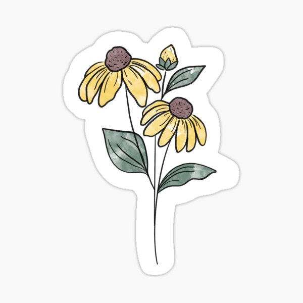Small yellow watercolor flowers Sticker