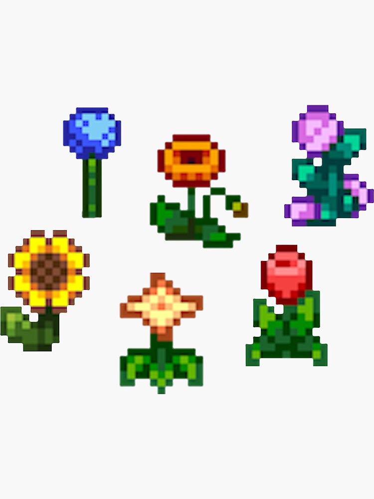 Stardew Valley Pixel Flower Group Sticker For Sale By Edevyor Redbubble