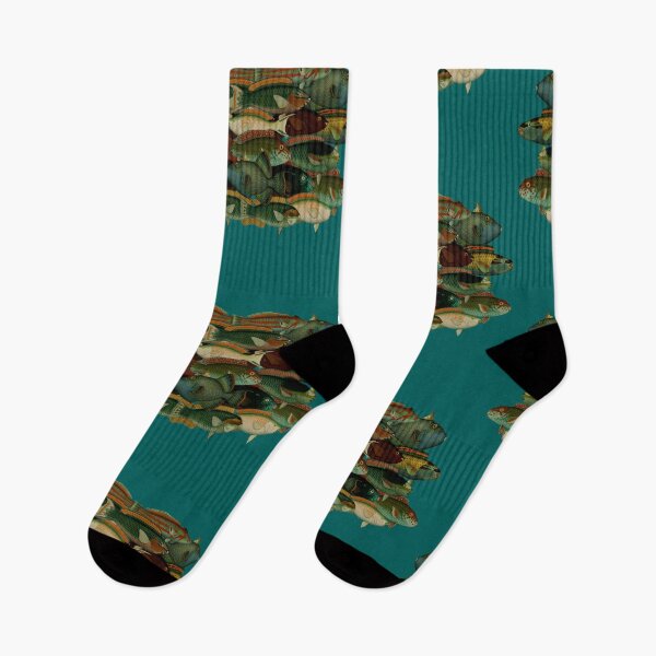Item preview, Happy Colorful School of Fish designed and sold by VintageArtistry.