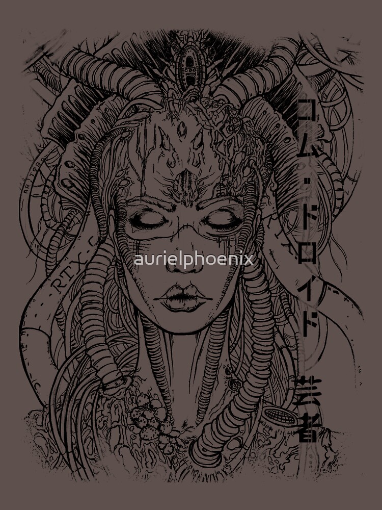 Comdroid Geisha - Comic Lineart Drawing by aurielphoenix