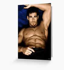 Sultry Man On Bed Greeting Card