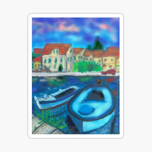 Item preview, BOATS AT SUNSET, VRBOSKA designed and sold by IvanaKada.