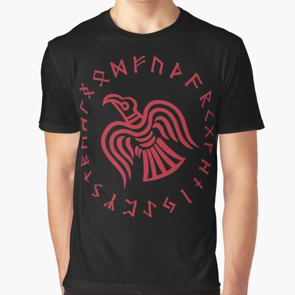 Item preview, Norse Raven Elder Futhark Viking Runes Red designed and sold by BluePagan.