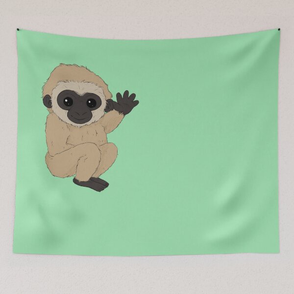Item preview, Baby Gibbon Monkey Waving Hello designed and sold by cattauf-art.