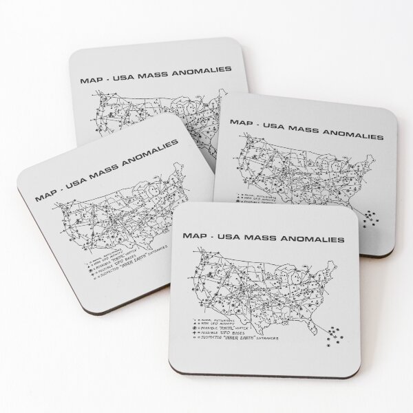 Map of USA Mass Anomalies Coasters (Set of 4)