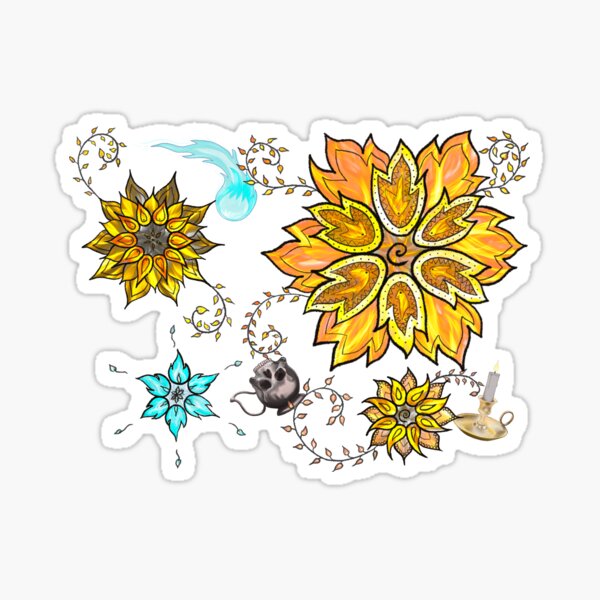 Ditzy Flame Flowers Sticker