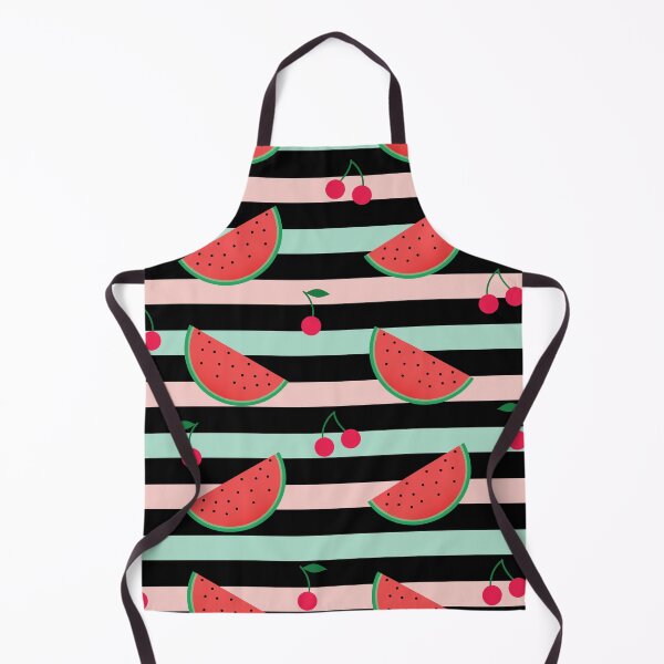 Item preview, Pattern with watermelon and red cherries on striped the background designed and sold by UniqueMw.