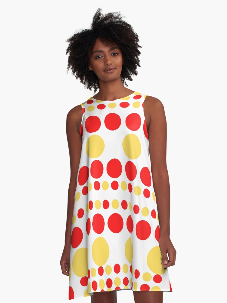 Multi Color Red Yellow Polka Dots A Line Dress for Sale by Susan Pfrender Redbubble