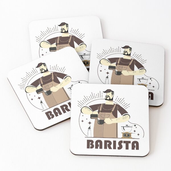 Item preview, Barista mixing coffee white background designed and sold by coffeeapparel.