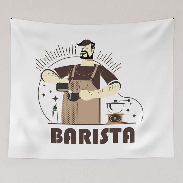 Item preview, Barista mixing coffee white background designed and sold by coffeeapparel.
