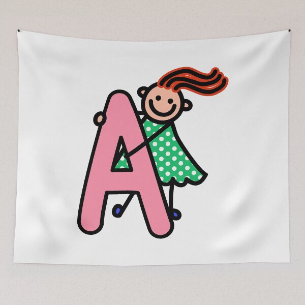 Item preview, Letter A for girls alphabet Kids Colorful Cartoon Character designed and sold by funwithletters.