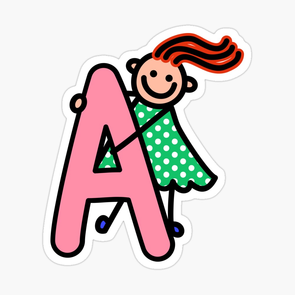 Letter A for girls alphabet Kids Colorful Cartoon Character Poster for  Sale by funwithletters