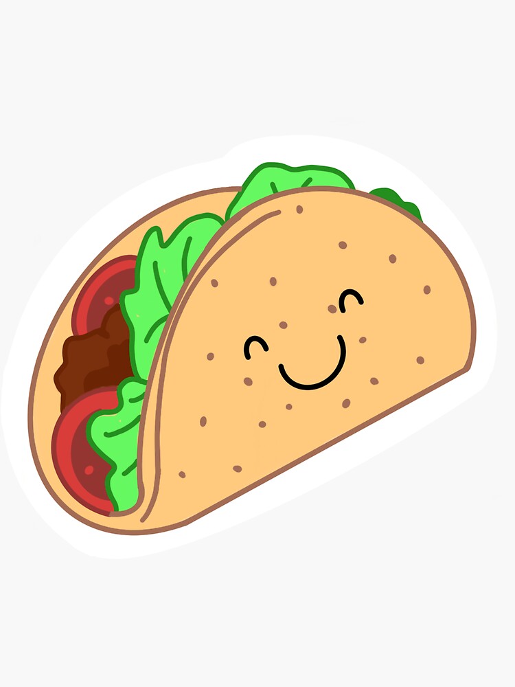 Thumbnail 3 of 3, Sticker, Smiling Taco designed and sold by zjenkins24.