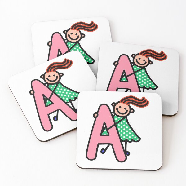 Item preview, Letter A for girls alphabet Kids Colorful Cartoon Character designed and sold by funwithletters.