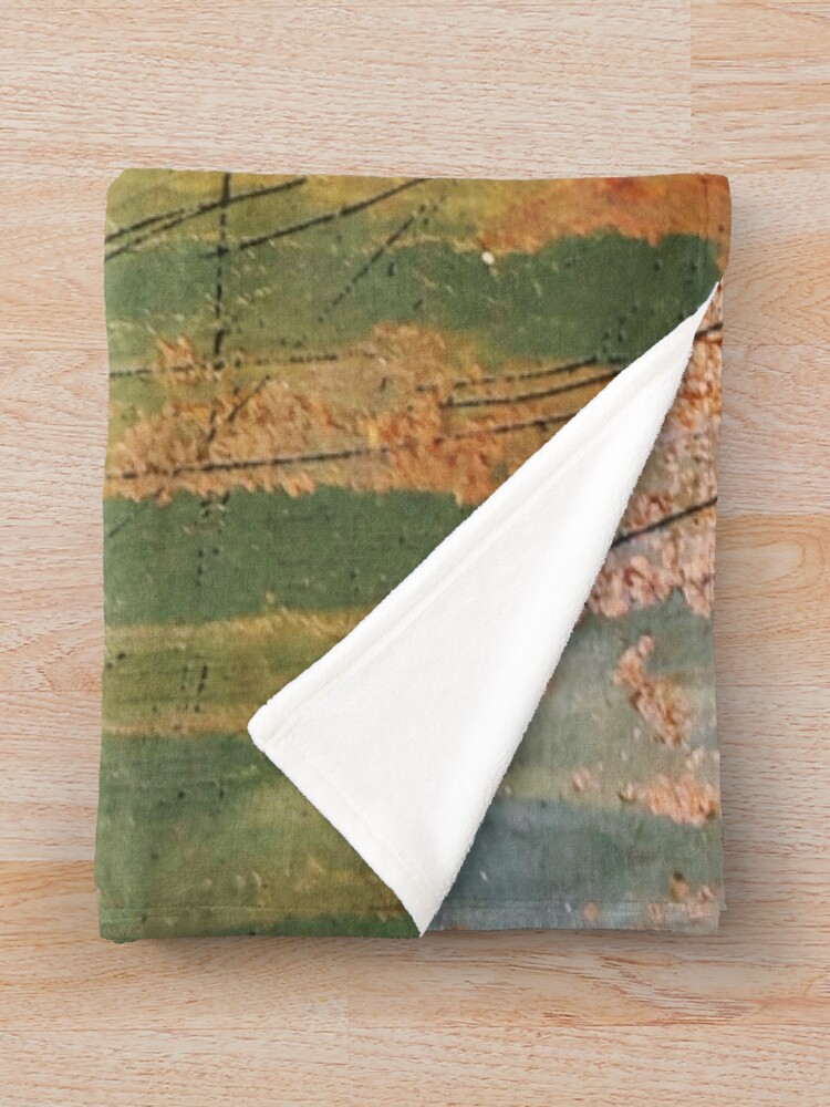 Alternate view of Rusty green and orange peeling paint Throw Blanket