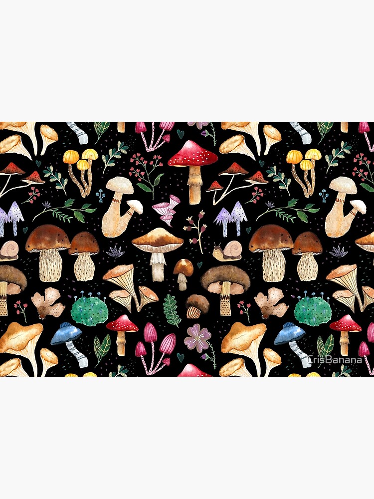 Watercolor forest mushroom illustration and plants Wrapping Paper by Cris  Banana