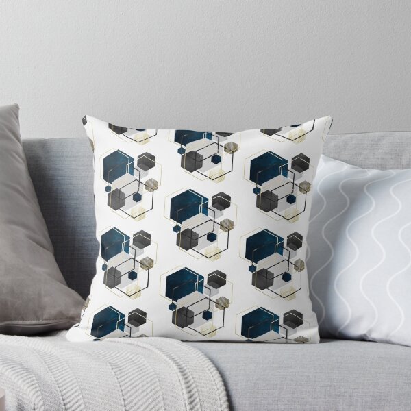 Aperçu de l'œuvre Géométrique scandinave en bleu marine, or, gris et noir créée et vendue par PositiveChaos.