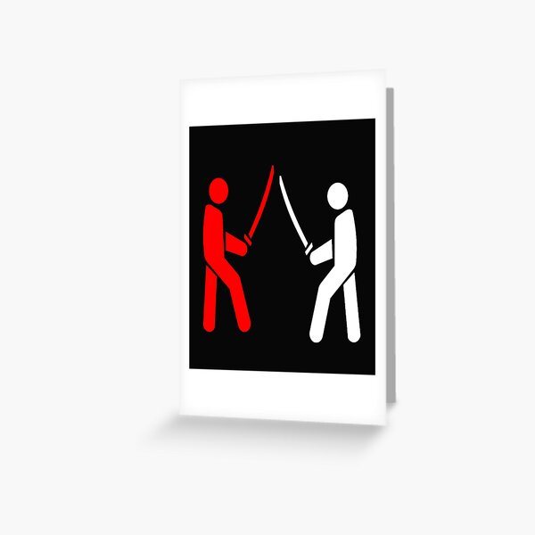 Stick Figure Samurai Fight Greeting Card