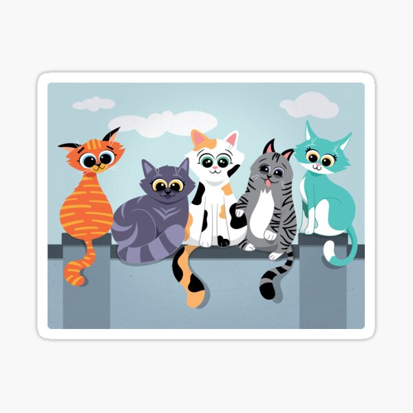 Cats On A Fence Sticker