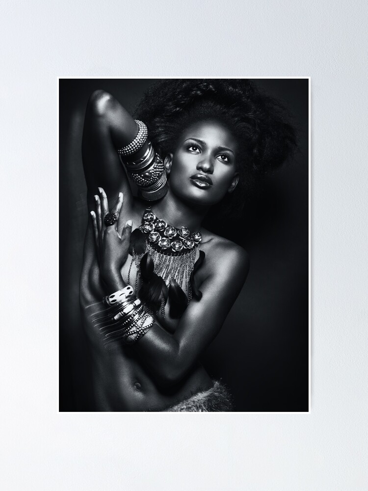 Beautiful African American Woman Wearing Jewelry art photo print