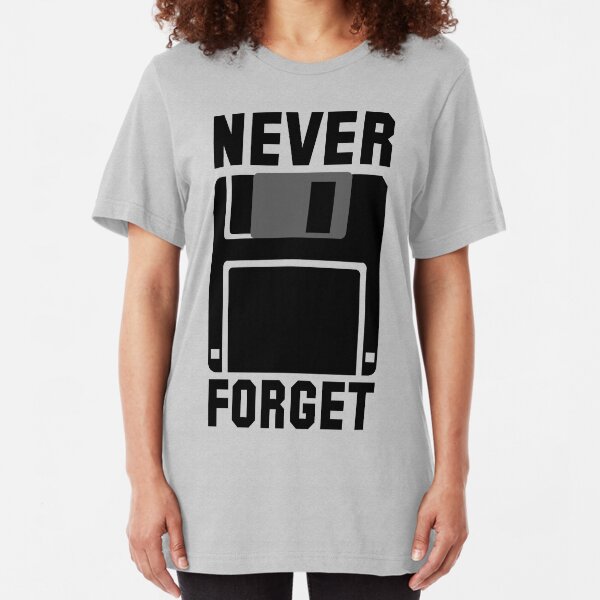 Floppy Disk Never Forget Slim Fit T-Shirt