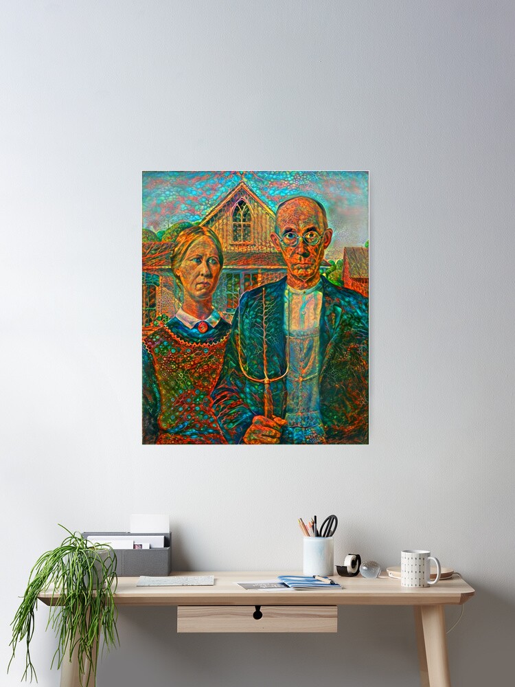 Thumbnail 1 of 3, Poster, Deep Style American Gothic designed and sold by blackhalt.