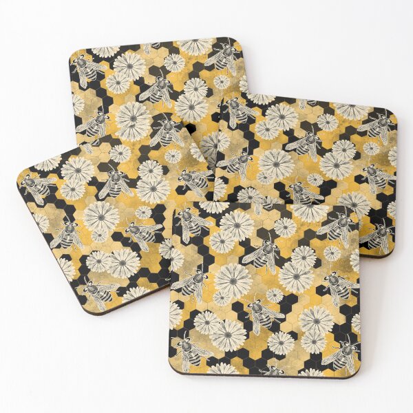 Item preview, Golden Floral Bee Pattern designed and sold by DippyHippie.