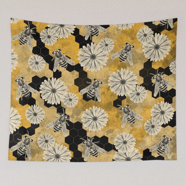 Item preview, Golden Floral Bee Pattern designed and sold by DippyHippie.