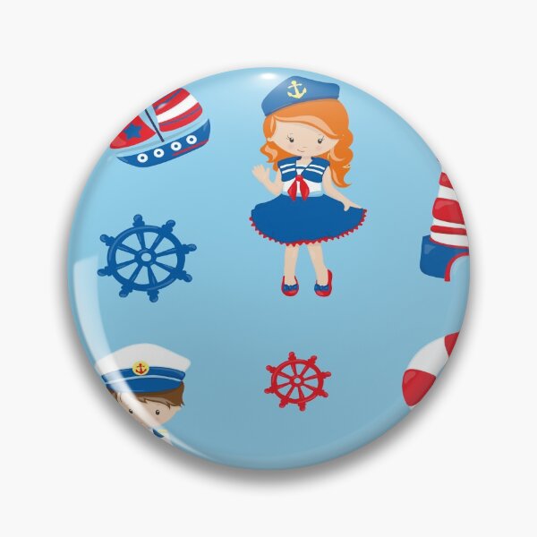 Item preview, Cangrejos para niños náuticos flotadores barcos y faros sobre fondo azul. designed and sold by JupiterCyclops.
