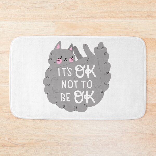 Item preview, It's OK Not To Be OK Gray Sleepy Cat designed and sold by JaneyMakes.
