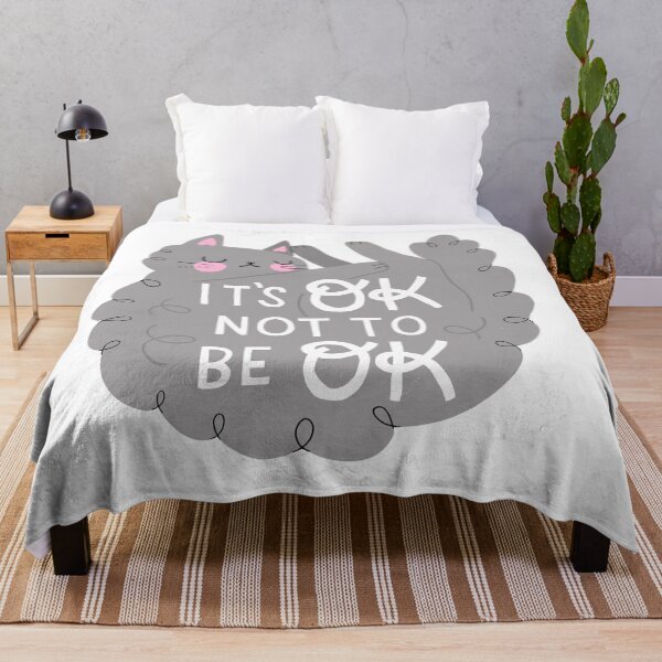 Item preview, It's OK Not To Be OK Gray Sleepy Cat designed and sold by JaneyMakes.