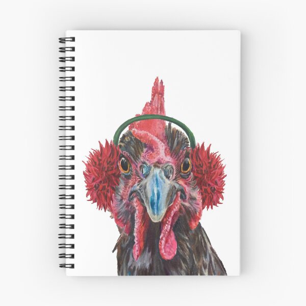 Item preview, Grey, holiday chicken with earmuffs designed and sold by jenesaiscluck.