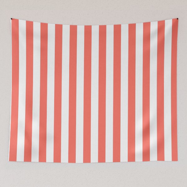 Item preview, Living coral and white cabana tent stripes, modern minimal decor, stripes pattern designed and sold by UDDesign.