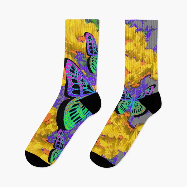 Item preview, EXOTIC BUTTERFLIES IN YELLOW POPPY PURPLE GARDEN designed and sold by sharlesart.