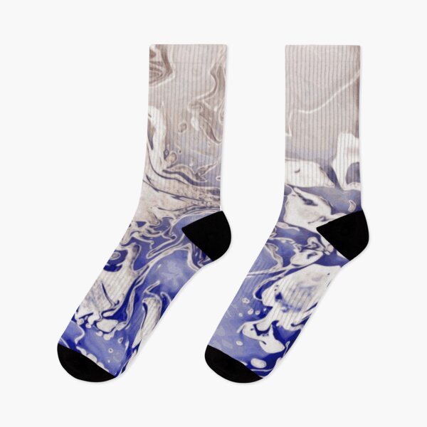 Item preview, Water Under the Bridge - blue tan white and brown abstract swirls designed and sold by JaycraveDesigns.