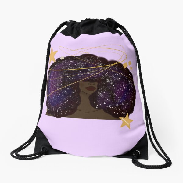 Galaxy Afro Drawstring Bag