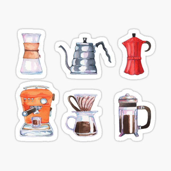 Types of Coffee Making Equipment Sticker