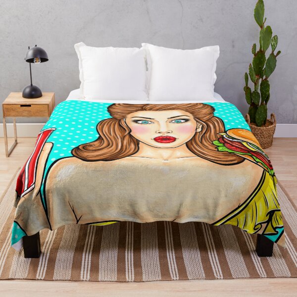 Item preview, Pop Art Girl Having a Burger designed and sold by MaayanCo.