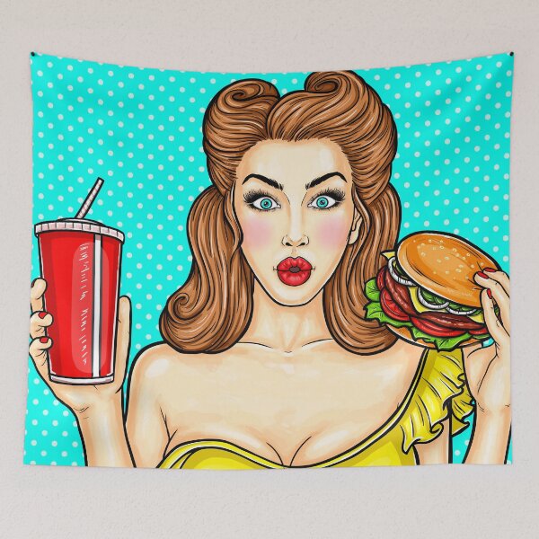 Item preview, Pop Art Girl Having a Burger designed and sold by MaayanCo.