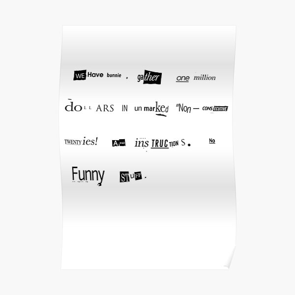 The Big Lebowski Bunny ransom letter Limited Edition Print Poster