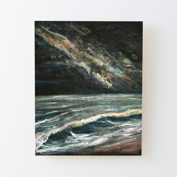 Beach at Night Wood Mounted Print