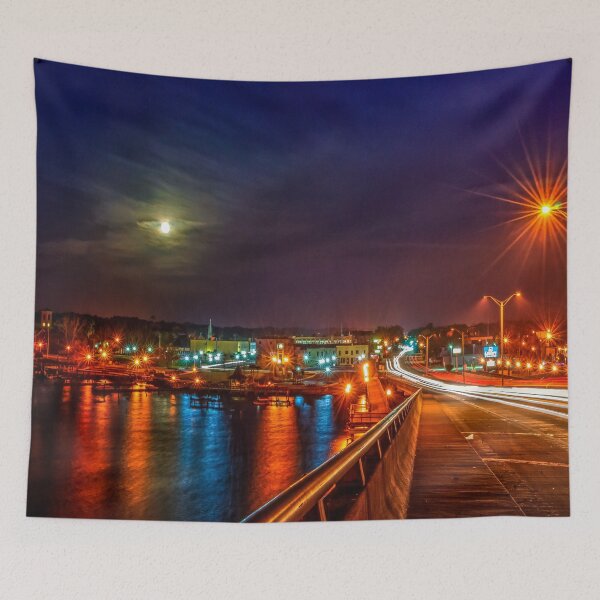 Item preview, Moon setting over a Little River Town designed and sold by Steven Kight.