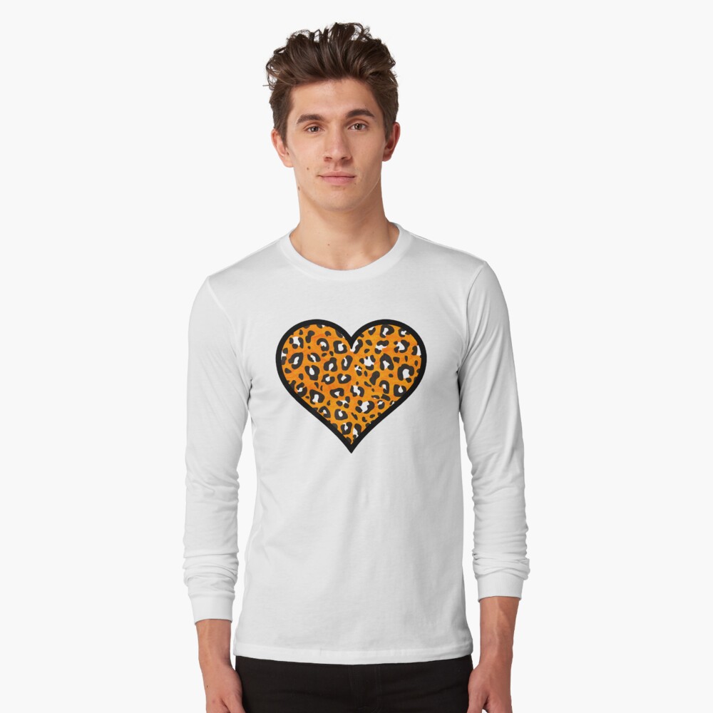 Orange, Black and White Leopard Print Heart