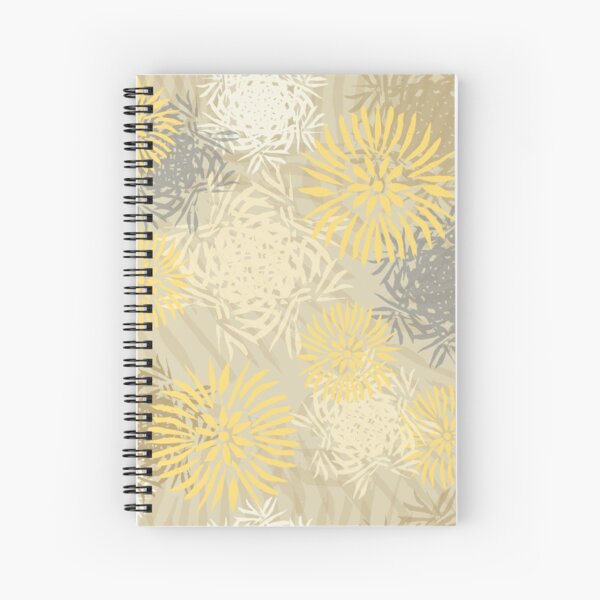multicolor fantasy flowers based on a linocut yellow hues Spiral Notebook