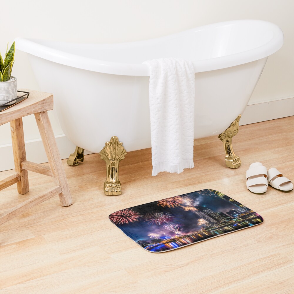 New Year Fireworks, Melbourne Australia Bath Mat